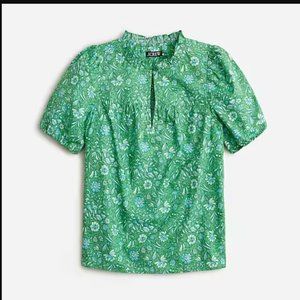 J Crew Ruffle-trim short-sleeve top in Liberty® Thorpe Hill fabric